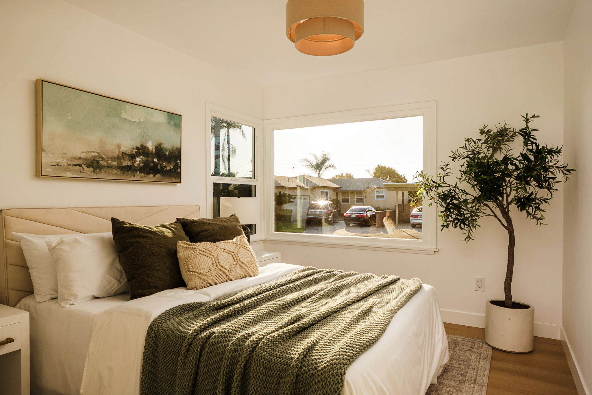 Bedroom with a big picture window